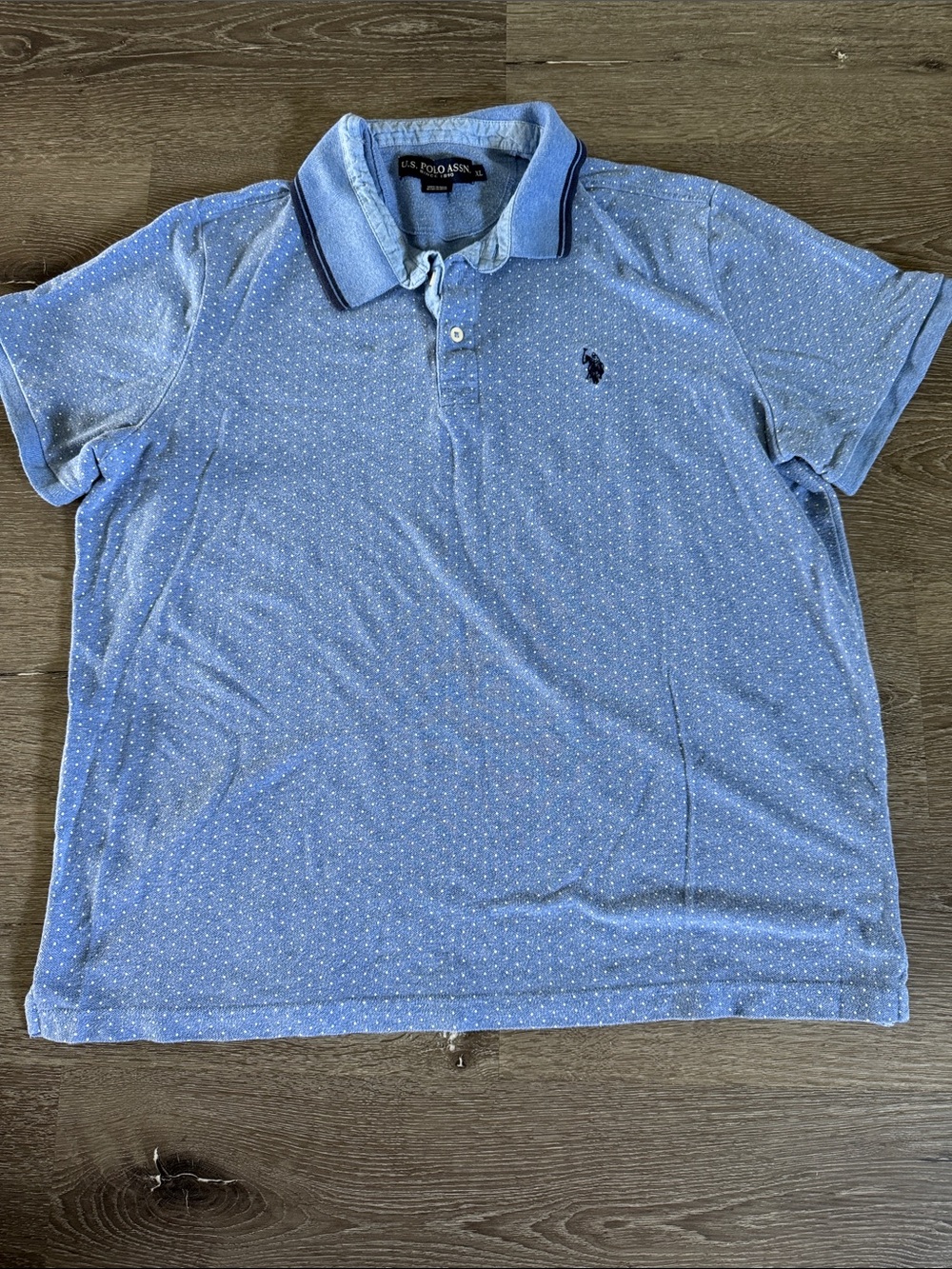 U.S. Polo Assn. Light Blue Polo with Tiny Dot Pattern
